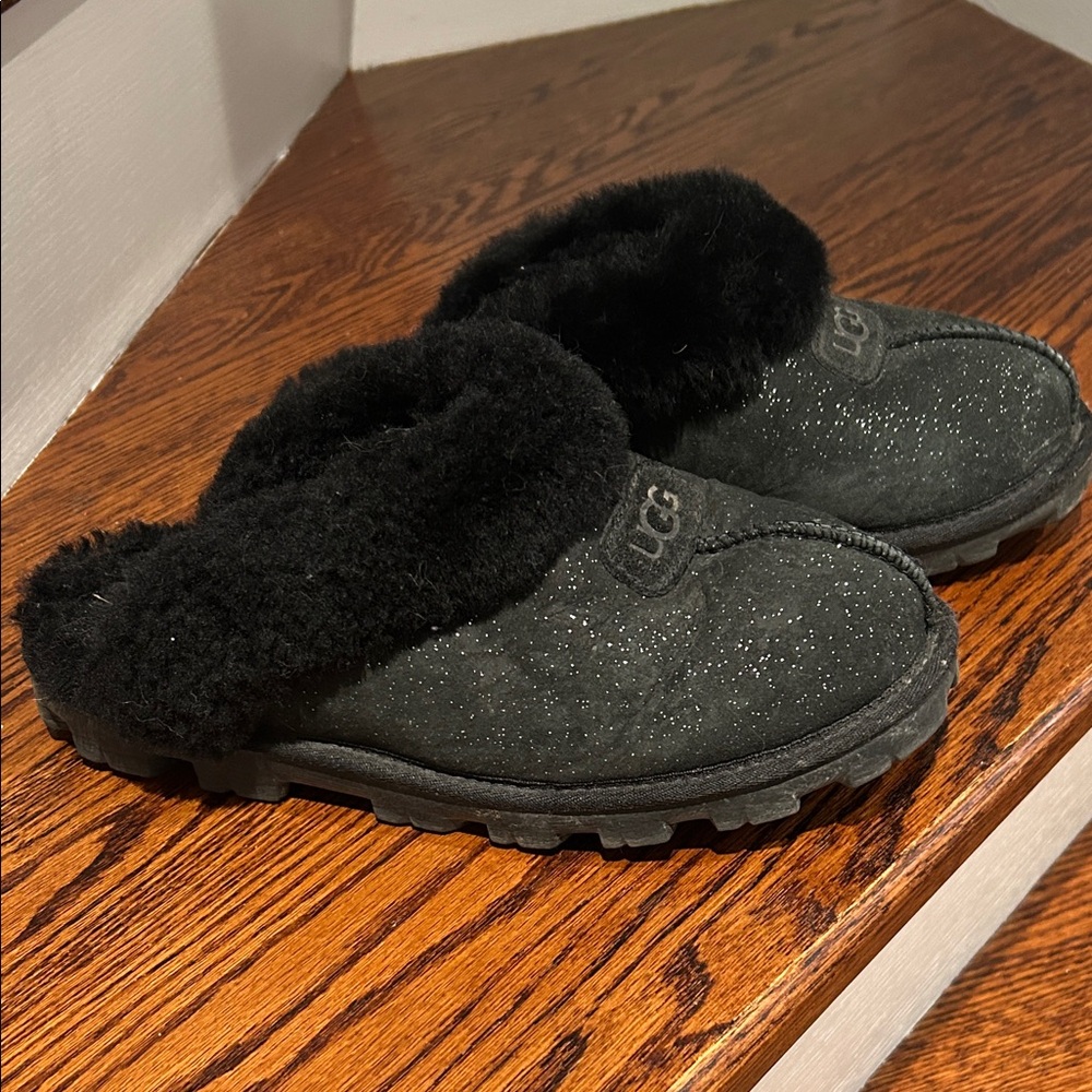 UGG Black Glitter Slippers